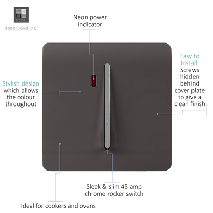 Trendi Artistic Modern Glossy 45 A Tactile Light Switch & Neon Insert Dark Brown