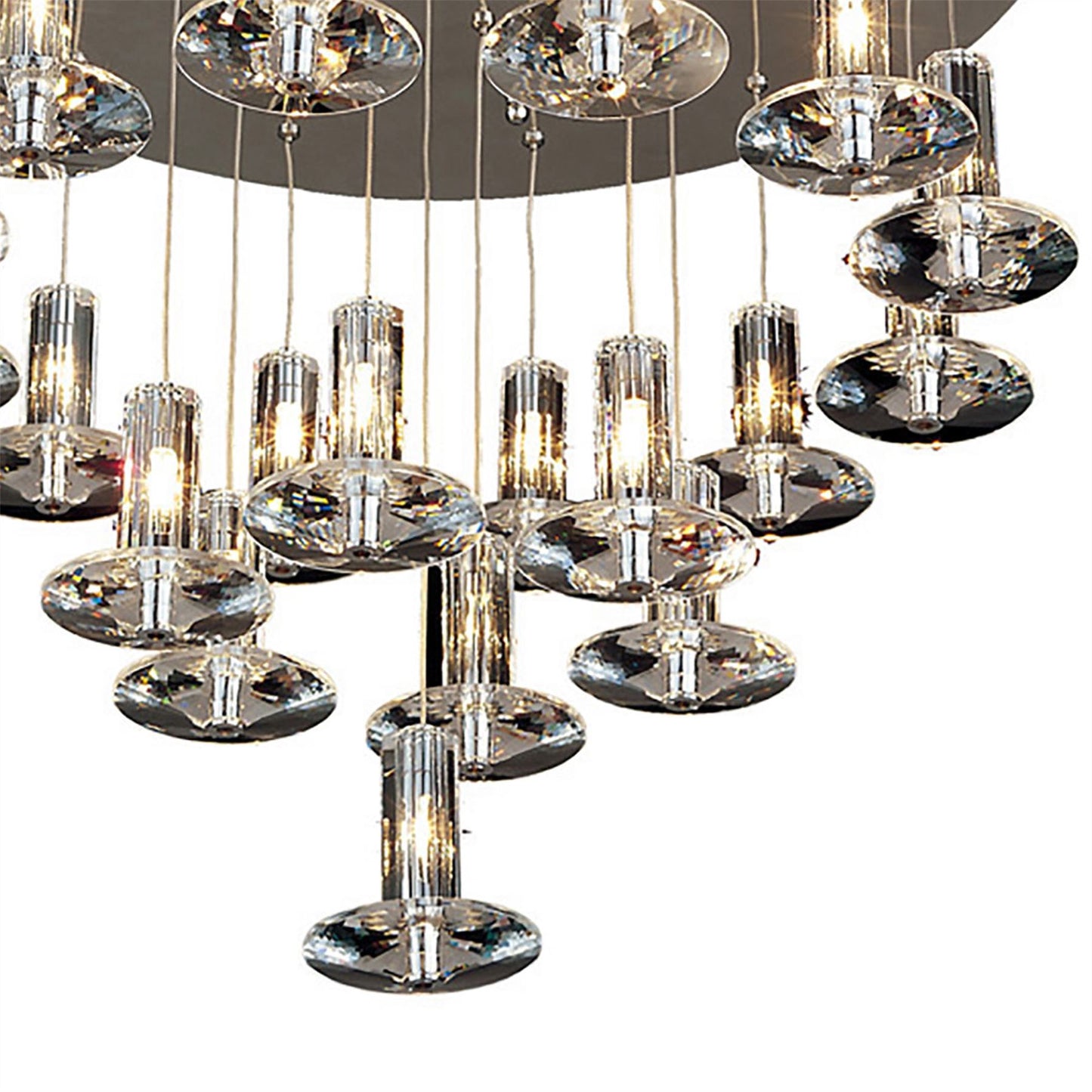 Diyas Troy 60cm  Round 19 Light G4 Polished Chrome/Crystal, NOT LED/CFL Compatible Ceiling Pendant Light Fitting