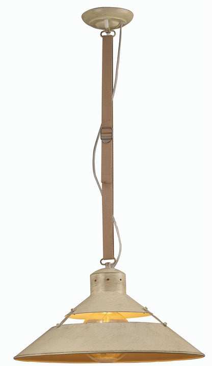 Mantra M5430 Industrial Ceiling 1 Light 40W E27 Large, Sand Metal, Beige Belt