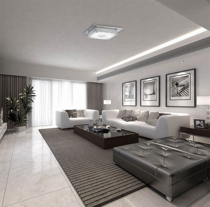 Diyas Ines Square Flush  75 X 0.72W LED 3600K Polished Chrome/Crystal, 3yrs Warranty Crystal Ceiling Light Fitting