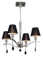 Mantra M0343 Siena Pendant Round 4 Light E14, Polished Chrome with Black Shades and Black Crystal