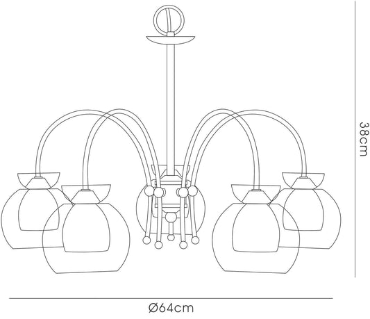 Diyas Malvina 64cm /Semi Flush 5 Light G9 Polished Chrome/Clear Glass Ceiling Pendant Light Fitting
