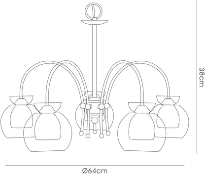 Diyas Malvina 64cm /Semi Flush 5 Light G9 Polished Chrome/Clear Glass Ceiling Pendant Light Fitting