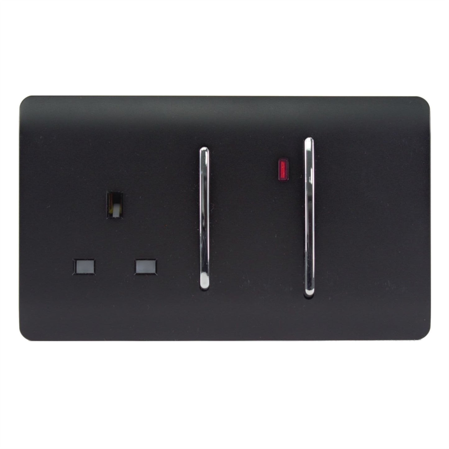 Trendi Artistic Modern Glossy 45 A Cooker Switch & Plug Socket Inc Neon Insert Matt Black