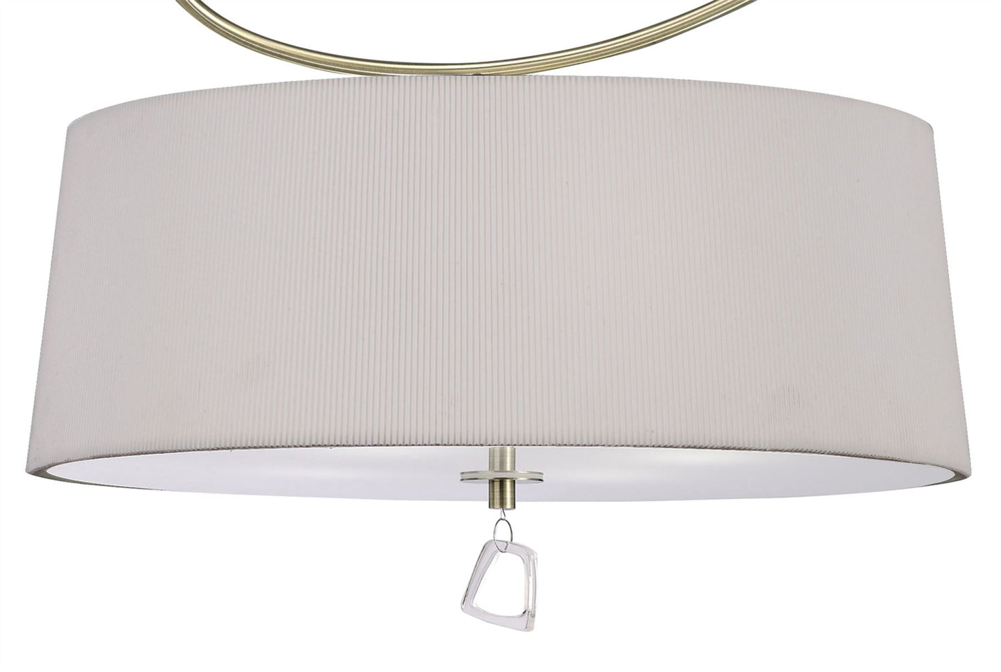 Mantra Mara 55cm Semi Flush 4 Light E27 Round, Antique Brass with Ivory White Shade