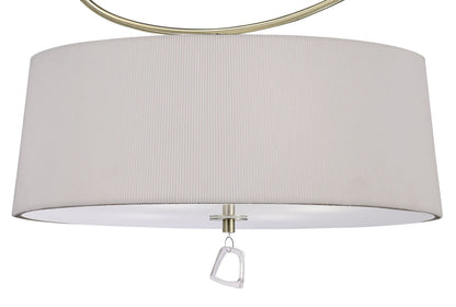 Mantra Mara 55cm Semi Flush 4 Light E27 Round, Antique Brass with Ivory White Shade