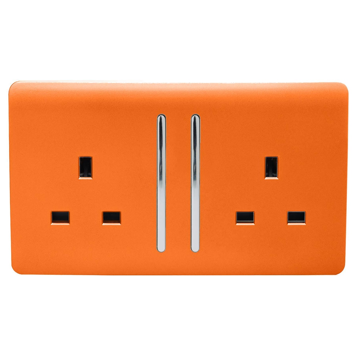 Trendi 2 Gang Artistic Modern Glossy 13 Amp Switched  Plug Socket Orange (3 Pack)