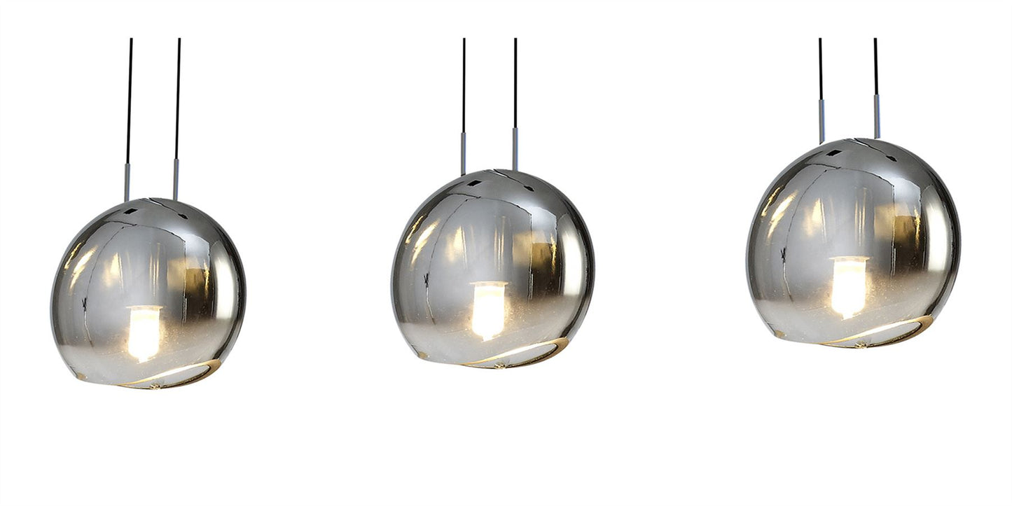 Mantra Lens Linear Pendant, 3 x E14 (Max 40W) Chrome Glass