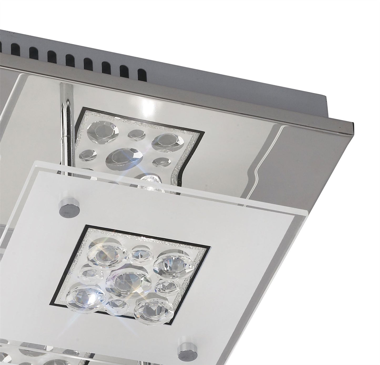 Diyas Cosmic Flush  Square 4 Light G9 Polished Chrome/Glass/Crystal Ceiling Light Fitting