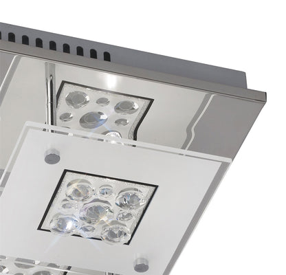 Diyas Cosmic Flush  Square 4 Light G9 Polished Chrome/Glass/Crystal Ceiling Light Fitting