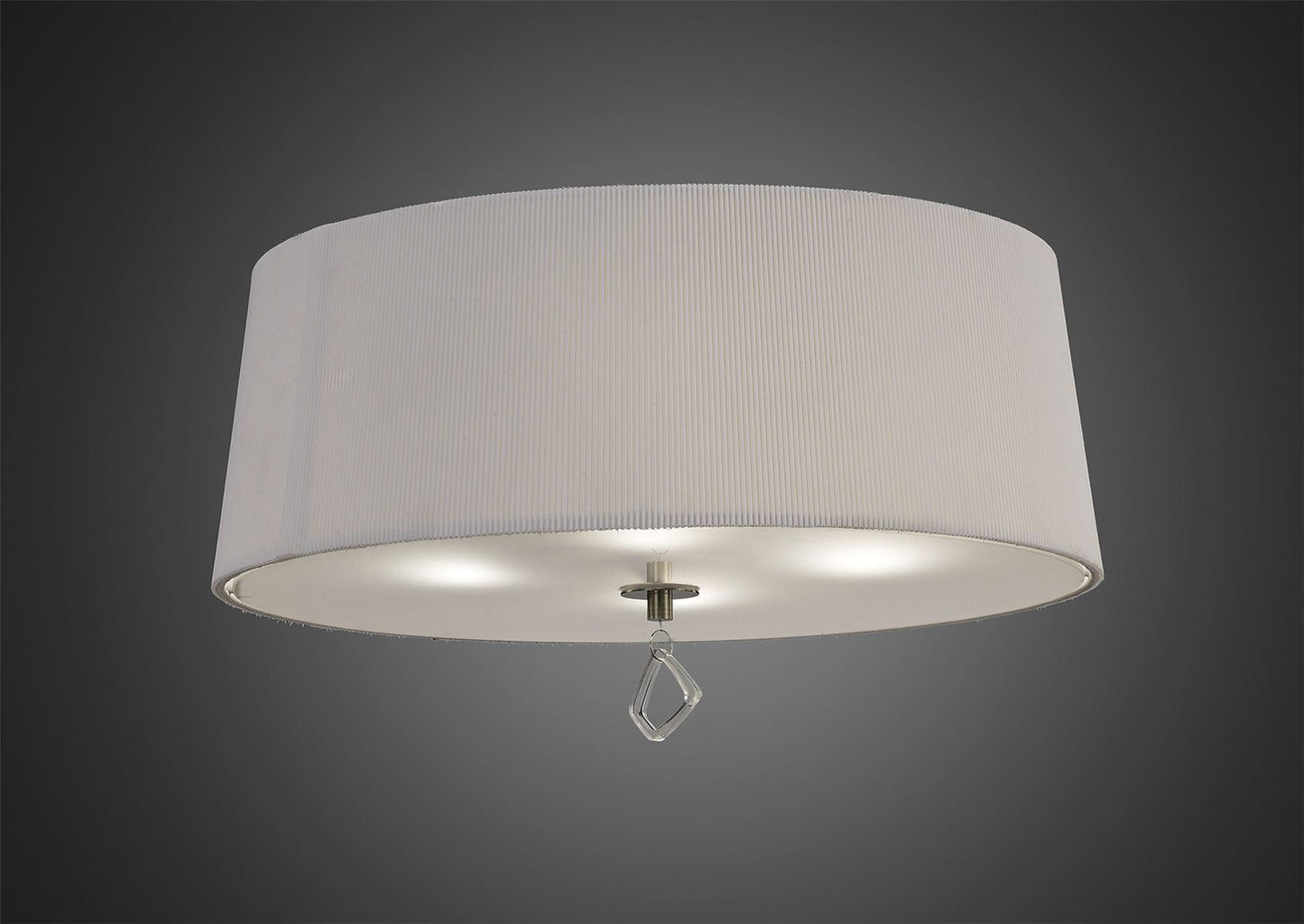 Mantra Mara 55cm Flush Ceiling 4 Light E27 Round, Antique Brass with Ivory White Shade