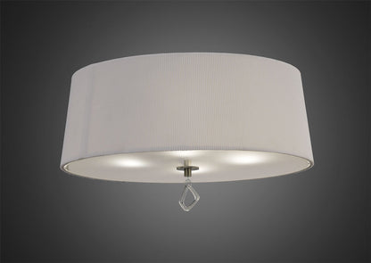 Mantra Mara 55cm Flush Ceiling 4 Light E27 Round, Antique Brass with Ivory White Shade