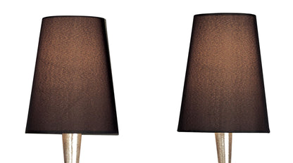 Mantra M0537/S Paola Wall Light Switched 2 Light E14, Silver Painted with Black Shades & Black Glass Droplets - M0537/S