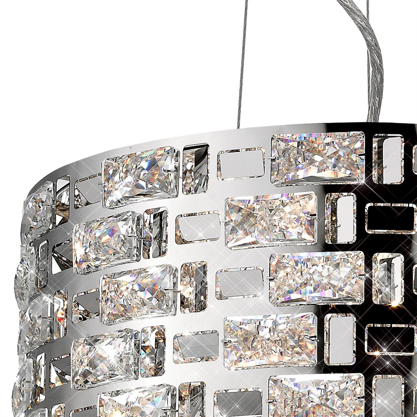Mantra Fusion Destello 46.5cm Pendant Round 5 Light G9 Polished Chrome/Crystal