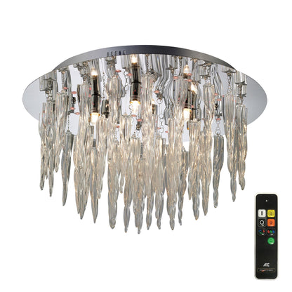 Diyas Tropez 50cm  6 Light G9 with RGB LEDs and Remote Control Polished Chrome/Glass Ceiling Light Fitting