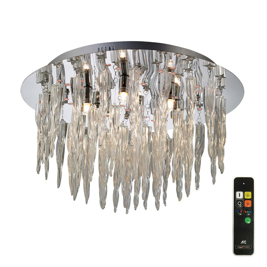Diyas Tropez 50cm  6 Light G9 with RGB LEDs and Remote Control Polished Chrome/Glass Ceiling Light Fitting