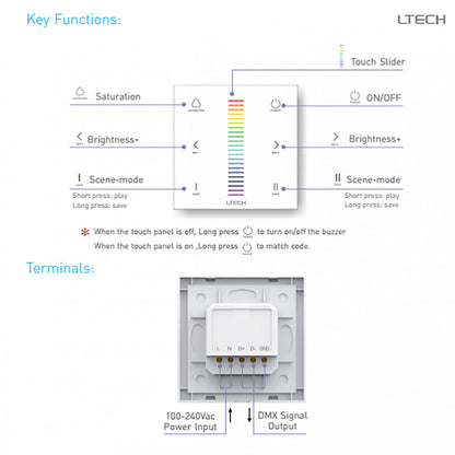 LTECH DMX/RF Wireless Module RF 2.4GHz,DMX512 dimming, Easy size. Controllers
