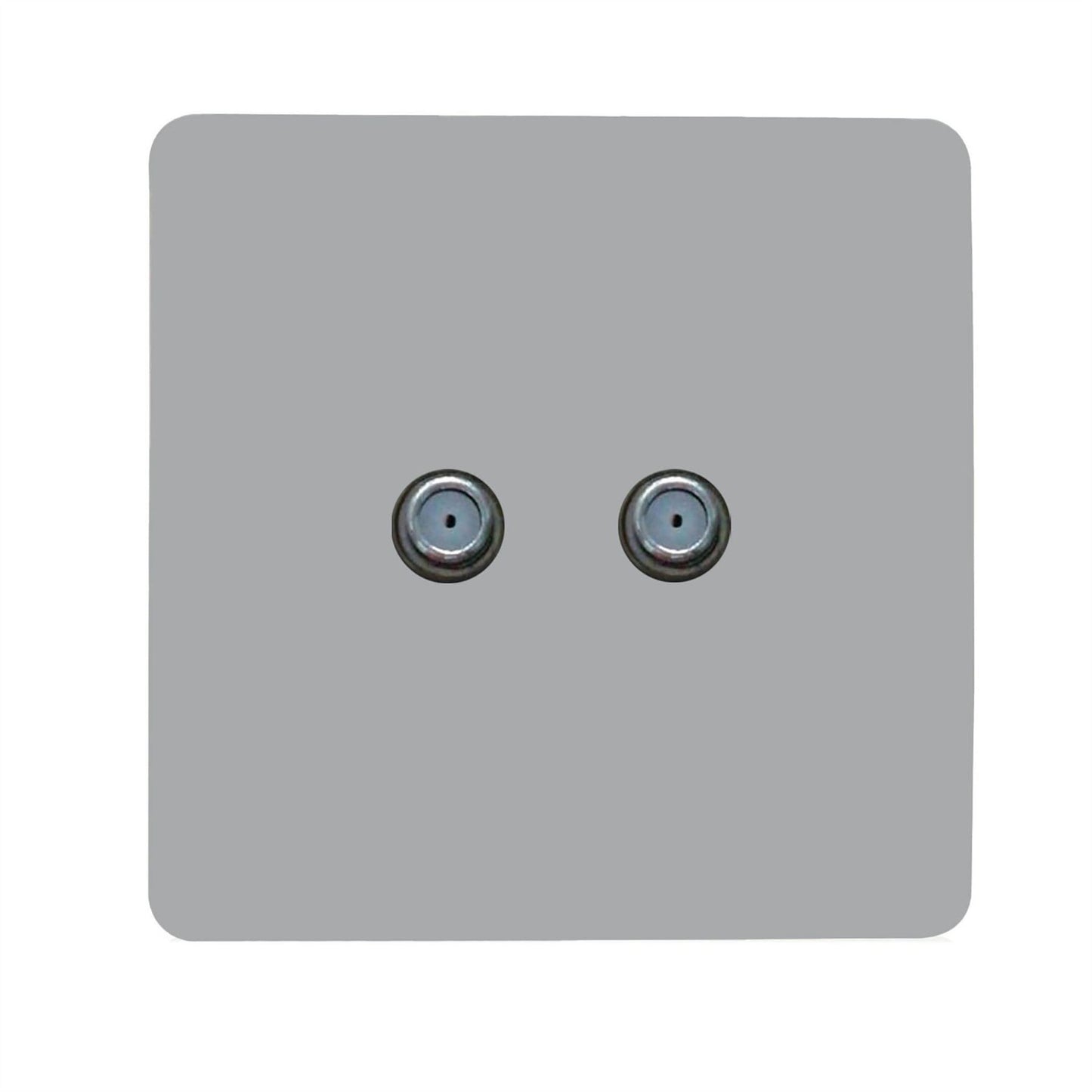 Trendi Switch 2 Gang Male F-Type Satellite Television Socket in Platinum Silver