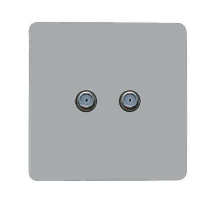 Trendi Switch 2 Gang Male F-Type Satellite Television Socket in Platinum Silver