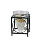 Diyas Home (DH) Tessa Candle Holder 1 Cone Large Black/Clear Glass Art