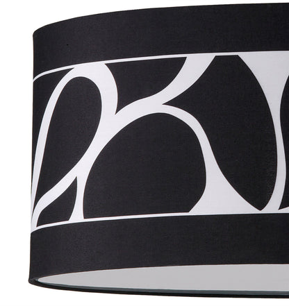 Mantra Manhattan 50cm Pendant Small 3 Light L1/SGU10, Polished Chrome/Frosted Glass with Black Patterned Shade, CFL Lamps INCLUDED