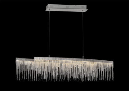 Mantra Fusion Fusion M6251 Cinna Linear Pendant 42W LED, 3000K, 4200lm, Polished Chrome/ Crystal Chain, 3yrs Warranty