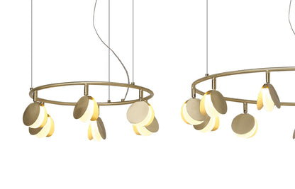 Mantra Shell 86cm 12+8+4 Light Pendant, Round, 120W LED, 3000K, 6360lm, Gold, 3yrs Warranty
