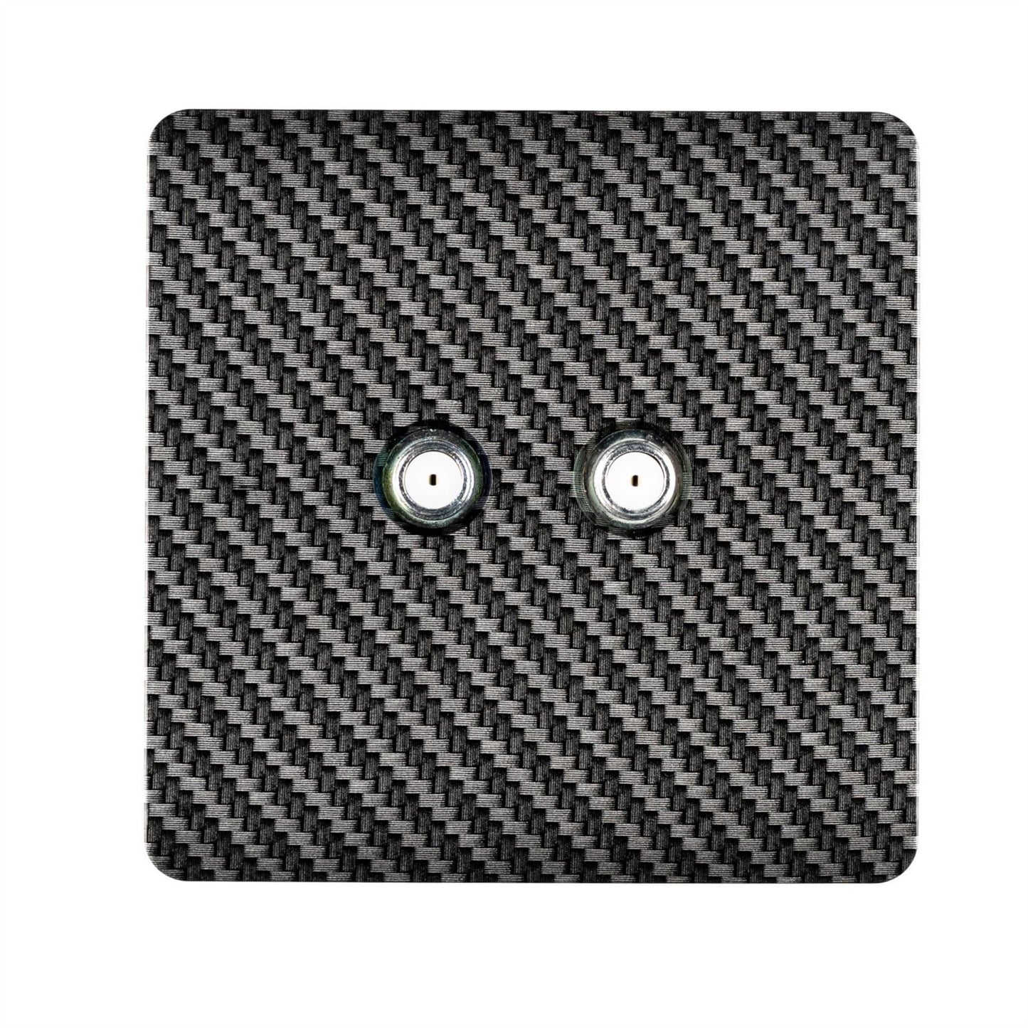 Trendi Switch 2 Gang Modern Designer Male F-Type Satellite Television Socket in Carbon Fibre