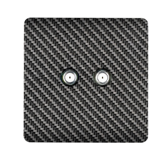 Trendi Switch 2 Gang Modern Designer Male F-Type Satellite Television Socket in Carbon Fibre
