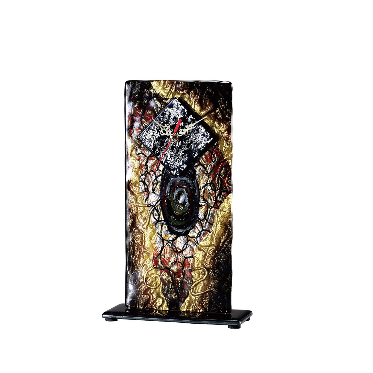 Diyas Home (DH) Abruzzo Glass Art Clock Green/Brown/Multi-Colour Glitter