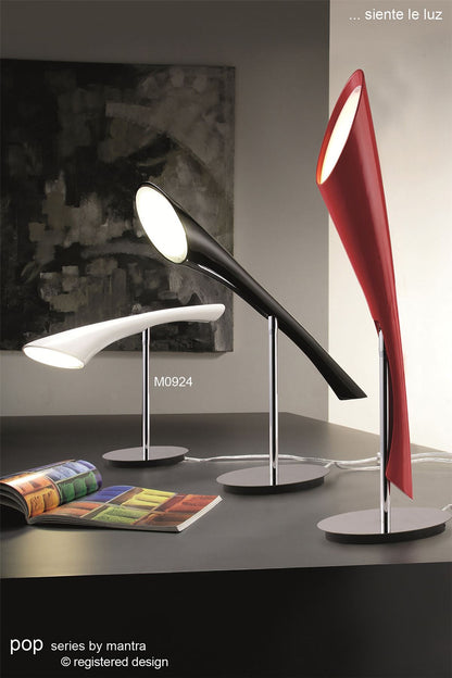 Mantra M0924 Pop Table Lamp 1 Light E27, Gloss White/White Acrylic/Polished Chrome
