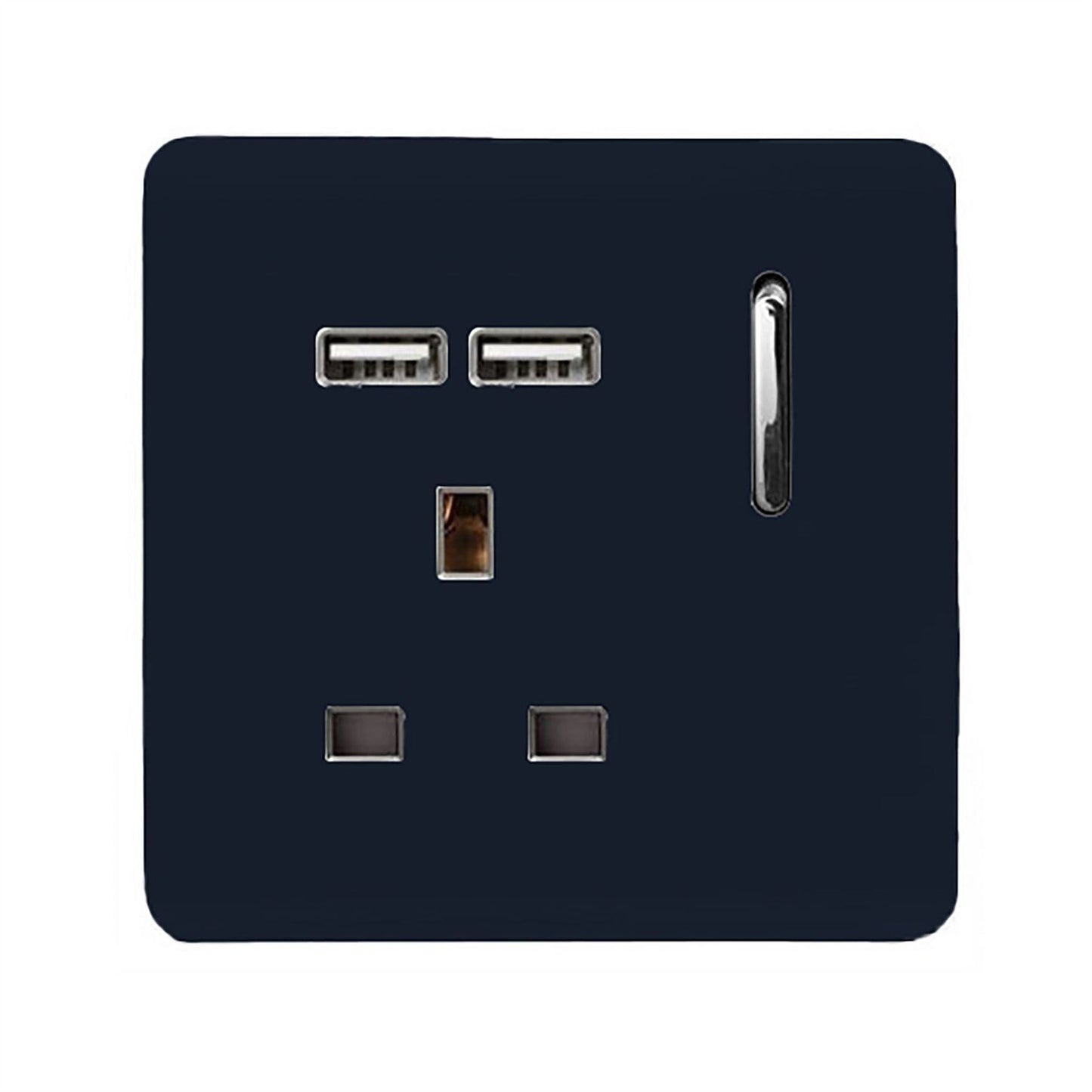 Trendi 1 Gang Artistic Modern Glossy 13 Amp 2x2.1mA USB Switched Tactile Navy