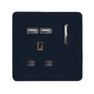 Trendi 1 Gang Artistic Modern Glossy 13 Amp 2x2.1mA USB Switched Tactile Navy