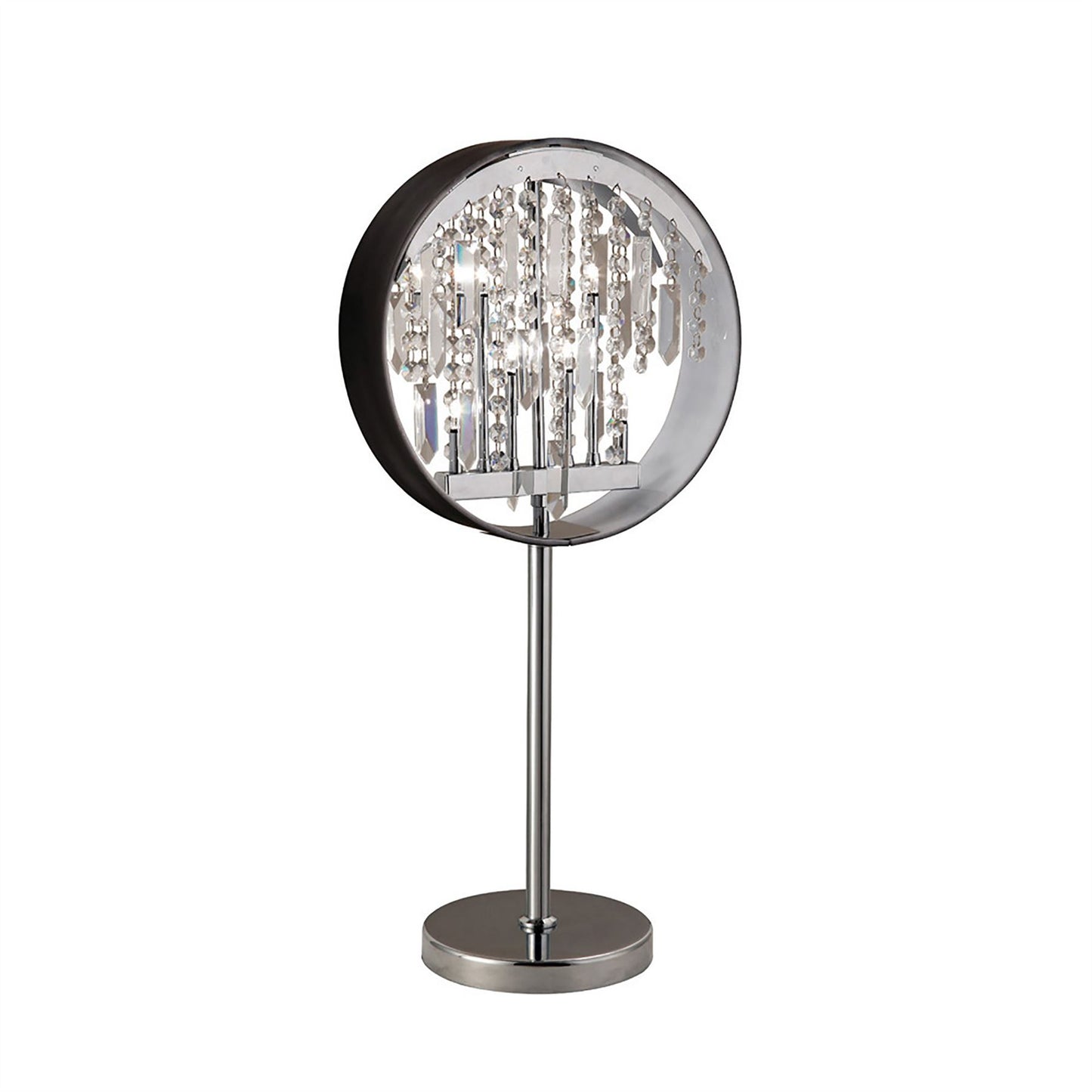 Diyas Geo Crystal Table Lamp with Black Shade 7 Light G4 Polished Chrome, NOT LED/CFL Compatible