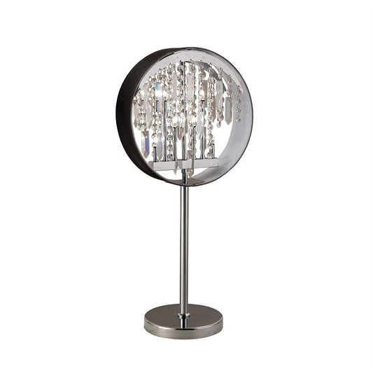 Diyas Geo Crystal Table Lamp with Black Shade 7 Light G4 Polished Chrome, NOT LED/CFL Compatible