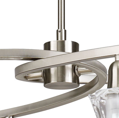 Mantra Alaska GU10 49cm Pendant Convertible To Semi Flush 4 Light L1/SGU10, Satin Nickel, CFL Lamps INCLUDED