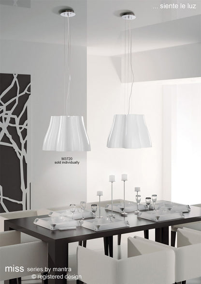 Mantra M3720 Miss Pendant 3 Light E27, Gloss White/Polished Chrome