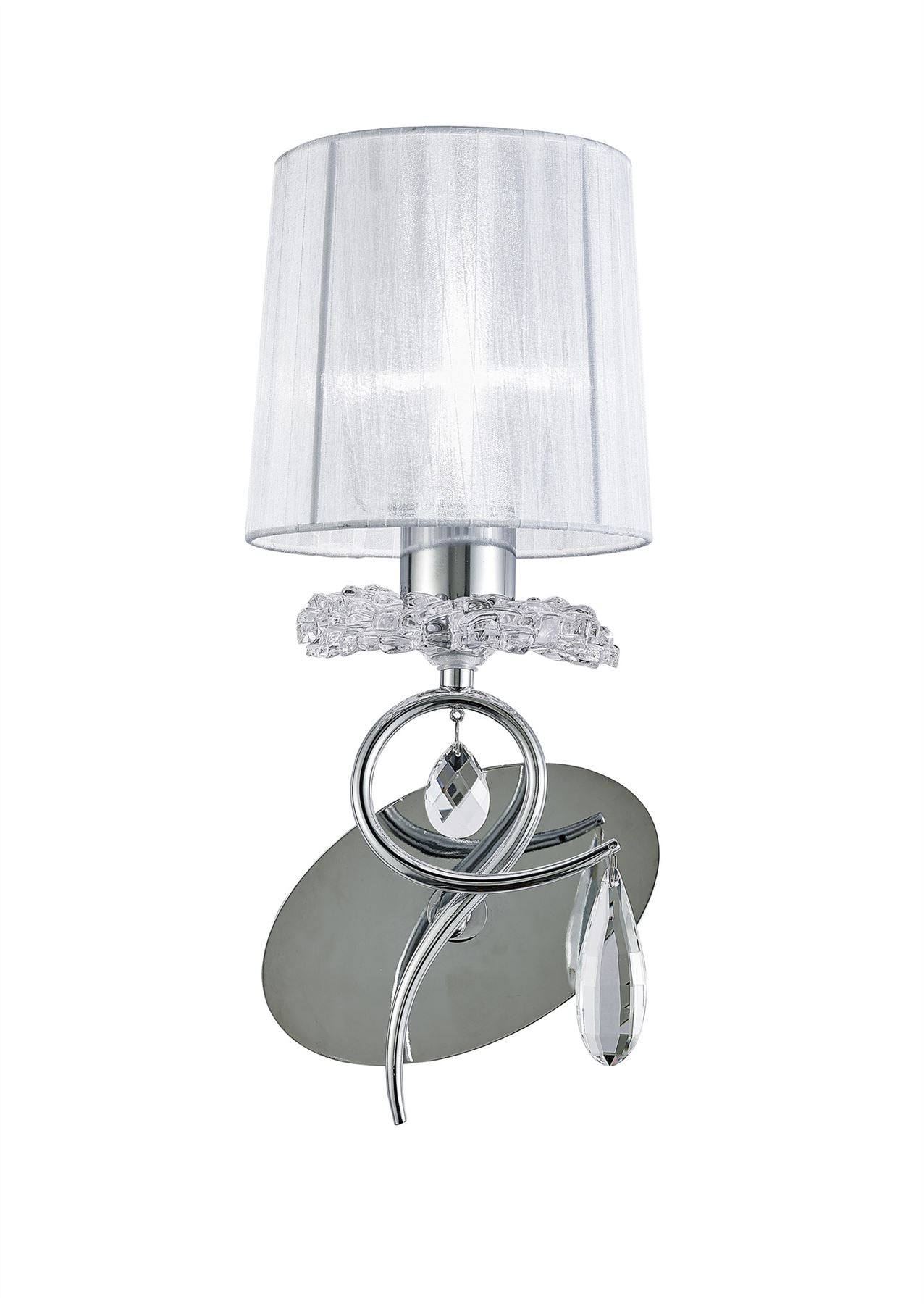 Mantra M5277 Louise Wall Light 1 Light E27 with White Shade Polished Chrome/Clear Crystal