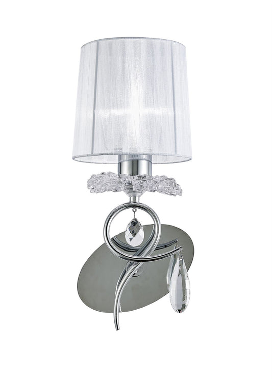 Mantra M5277 Louise Wall Light 1 Light E27 with White Shade Polished Chrome/Clear Crystal