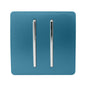 Trendi 2 Gang 2 Way Artistic Modern Glossy 10 Amp Rocker Tactile Light Switch Ocean Blue