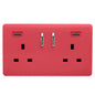 Strawberry Screwless 2 Gang Switched Double Socket 13A With 2 x USB-C 65W (Shared), (35mm Back Box Req.), 10yrs Warranty