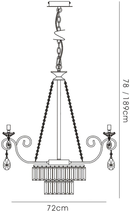 Diyas Eden 72cm  8 Light G9 Polished Chrome/Crystal Ceiling Pendant Light Fitting
