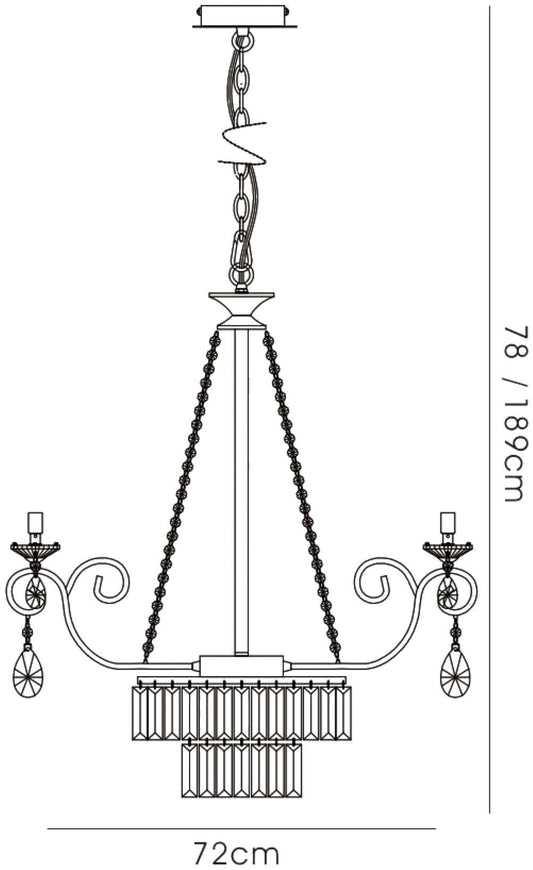 Diyas Eden 72cm  8 Light G9 Polished Chrome/Crystal Ceiling Pendant Light Fitting