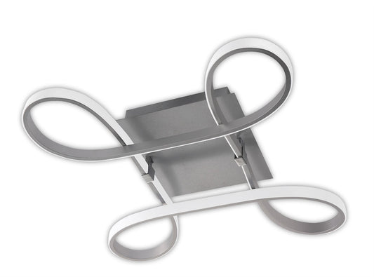 Mantra M4990 Knot Square Ceiling 40W LED 4 Looped Arms 3000K, 3100lm, Silver/Frosted Acrylic/Polished Chrome, 3yrs Warranty - M4990 Ceiling