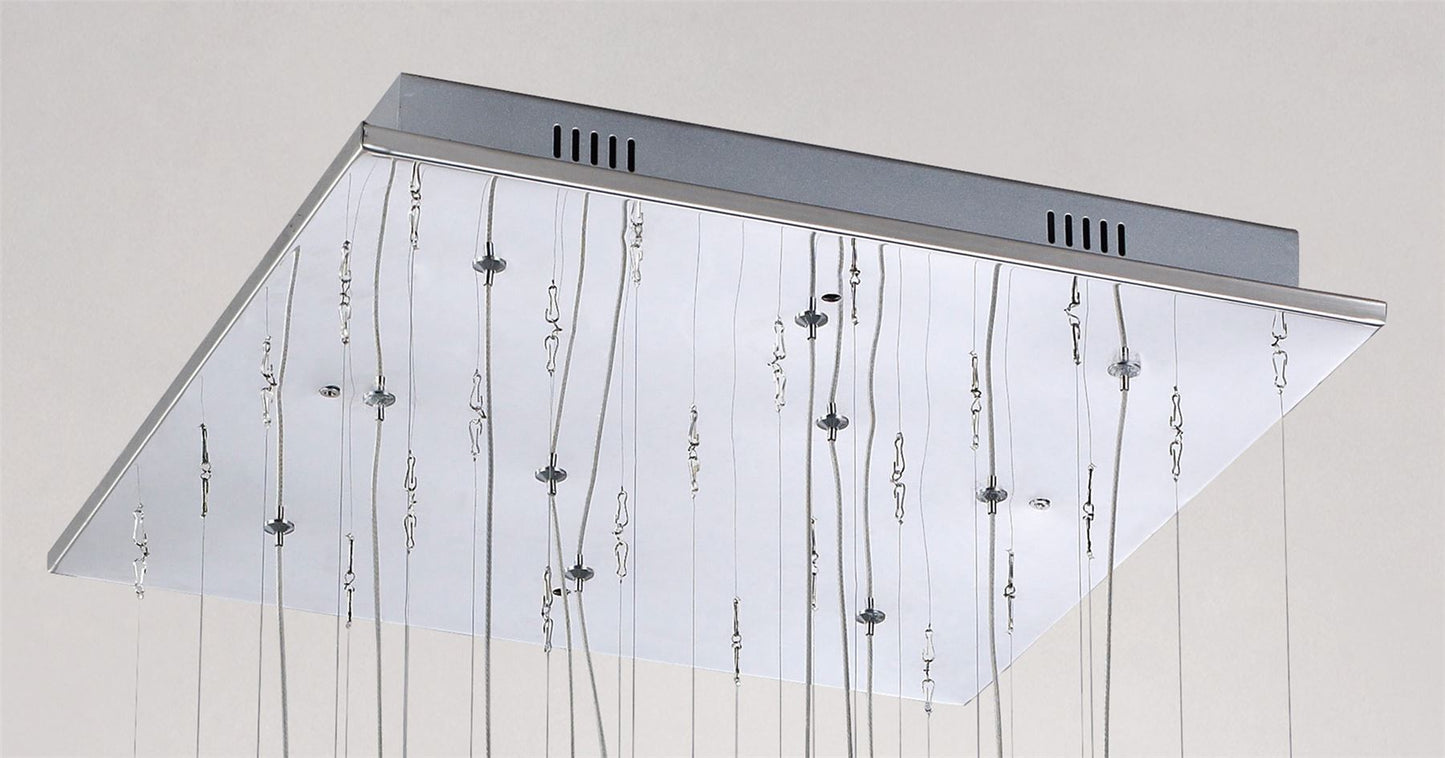 Diyas Class  Square 10 Light G4 Polished Chrome/Black Glass/Crystal, NOT LED/CFL Compatible Ceiling Pendant Light Fitting