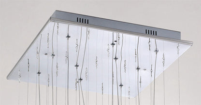 Diyas Class  Square 10 Light G4 Polished Chrome/Black Glass/Crystal, NOT LED/CFL Compatible Ceiling Pendant Light Fitting