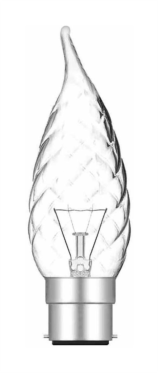 Luxram Candle Tip Twisted Clear B22 25W Incandescent