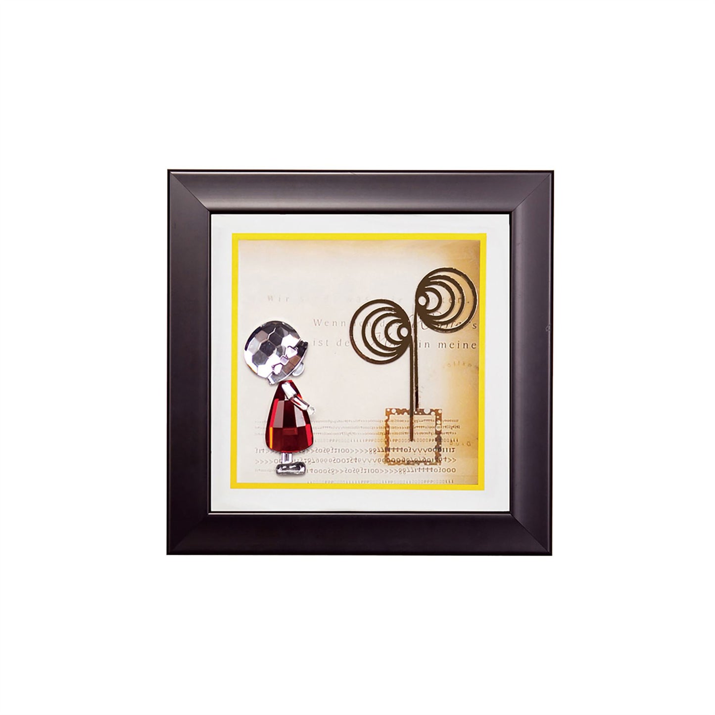 Diyas Home Crystal Wall Art (DH) Bambino Girl, Black Frame Red, Clear Crystal Framed
