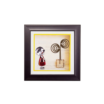 Diyas Home Crystal Wall Art (DH) Bambino Girl, Black Frame Red, Clear Crystal Framed