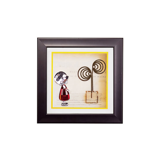 Diyas Home Crystal Wall Art (DH) Bambino Girl, Black Frame Red, Clear Crystal Framed